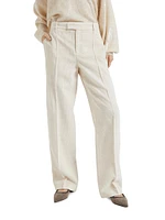 Viscose and Cotton Corduroy Loose Straight Trousers