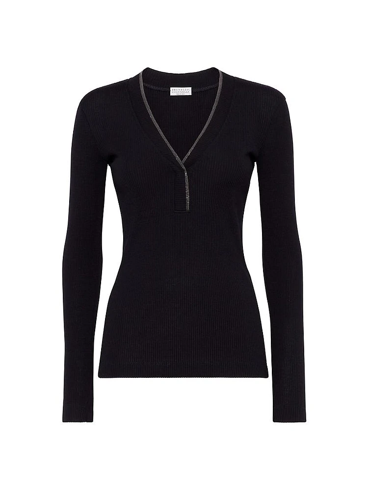 Ribbed Wool Jersey Top