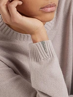 Cashmere Sweater with Shiny Cuff Details