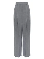 Virgin Wool Panama Wide Pleated Trousers