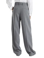 Virgin Wool Panama Wide Pleated Trousers