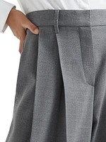 Virgin Wool Panama Wide Pleated Trousers