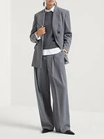 Virgin Wool Panama Wide Pleated Trousers