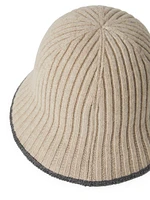 Cashmere and Silk Rib Knit Bucket Hat with Monili