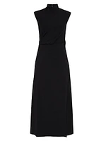 Stretch Virgin Wool Jersey Draped Dress