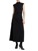 Stretch Virgin Wool Jersey Draped Dress