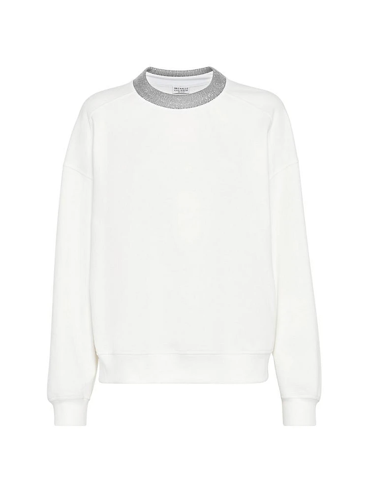 Sweatshirt with Precious Ribbed Collar