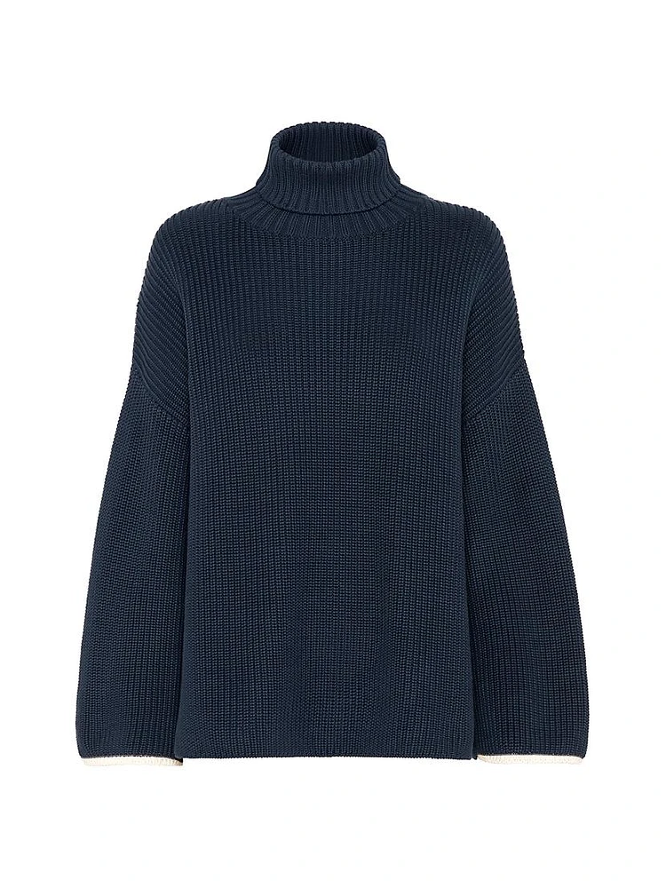 Cotton English Rib Turtleneck Sweater