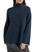 Cotton English Rib Turtleneck Sweater