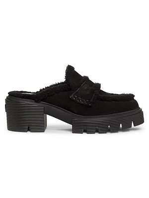 Lennox Shearling Suede Mules