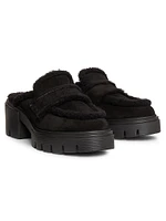 Lennox Shearling Suede Mules