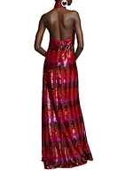 Eira Chevron Sequin Gown