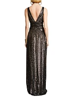 Esra Sequined V-Neck Gown