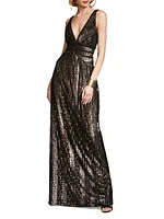 Esra Sequined V-Neck Gown