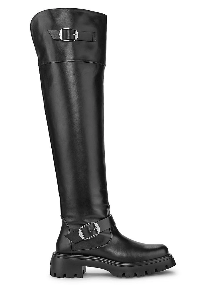 Emerson 50MM Buckle-Accented Leather Tall Boots