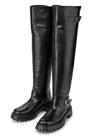 Emerson 50MM Buckle-Accented Leather Tall Boots