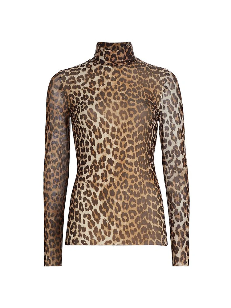 Leopard Printed Mesh Top