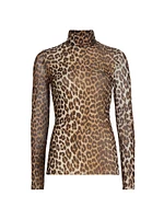 Leopard Printed Mesh Top