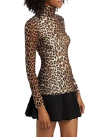 Leopard Printed Mesh Top