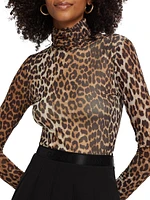 Leopard Printed Mesh Top