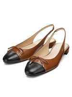 10MM Leather Bow Slingback Flats