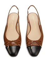 10MM Leather Bow Slingback Flats