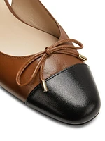 10MM Leather Bow Slingback Flats