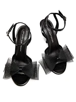 Blushing Bow 100MM Mesh & Leather Sandals