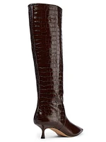 Naomi 50MM Crocodile-Embossed Leather Boots