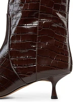 Naomi 50MM Crocodile-Embossed Leather Boots