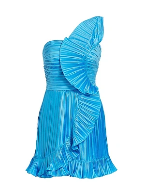 Kelce Pleated One-Shoulder Minidress