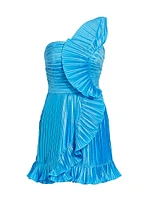 Kelce Pleated One-Shoulder Minidress