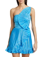 Kelce Pleated One-Shoulder Minidress