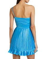 Kelce Pleated One-Shoulder Minidress