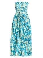 Scottie Floral Pleated Strapless Midi-Dress