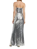 Sculpty Sequined Mesh Maxi Dress