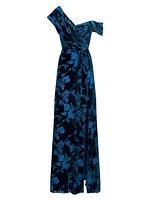 Priscilla Floral Burnout Velvet Gown