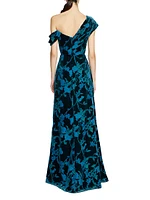 Priscilla Floral Burnout Velvet Gown