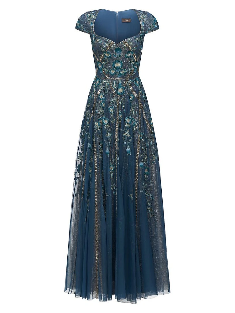 Noelle Embroidered A-Line Gown
