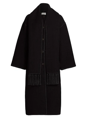 Embroidered Scarf Coat