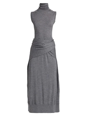 Draped Knit Midi-Dress