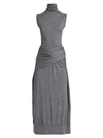 Draped Knit Midi-Dress