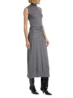 Draped Knit Midi-Dress
