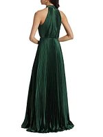 Jacqueline Satin Pleated Halter Gown