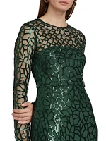 Aimee Sequin Long-Sleeve Gown