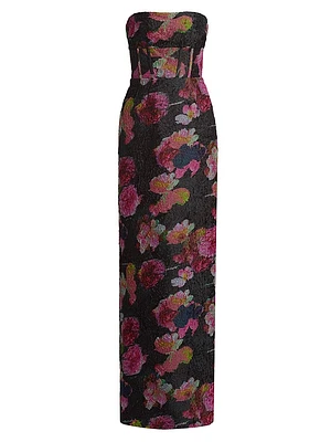 Demi Floral Organza Strapless Gown