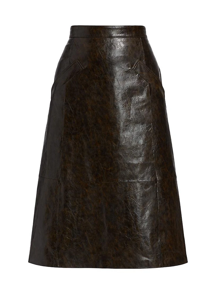 Zadie Faux Leather Midi-Skirt