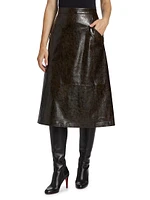 Zadie Faux Leather Midi-Skirt