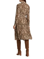 Snakeskin Belted Midi-Dress