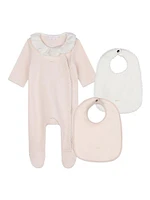 Baby Girl's Pajama Footie & 2-Pack Bibs Set